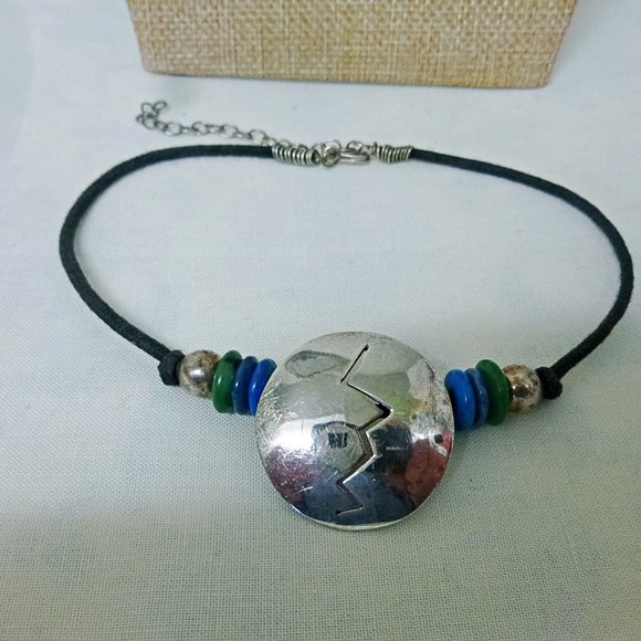 Vintage Southwestern Sterling Spirit Shield Choker Necklace - Picture 1 of 3